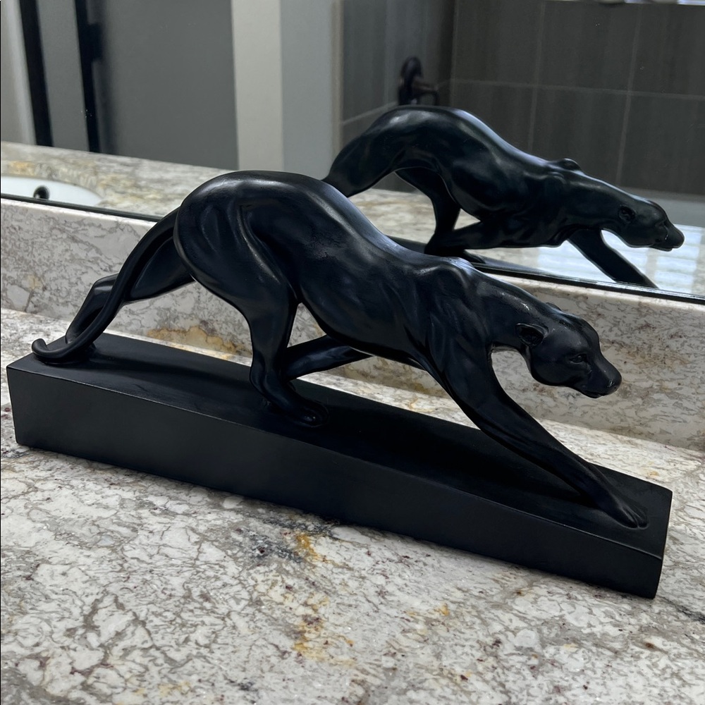 Sleek Black Panther Sculpture